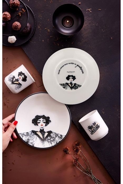 Hermia Juego de Cena de Porcelana de 4 Piezas Blanco